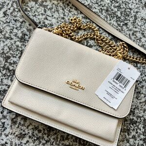 Coach Ivory Crossbody Bag with Gold Chain